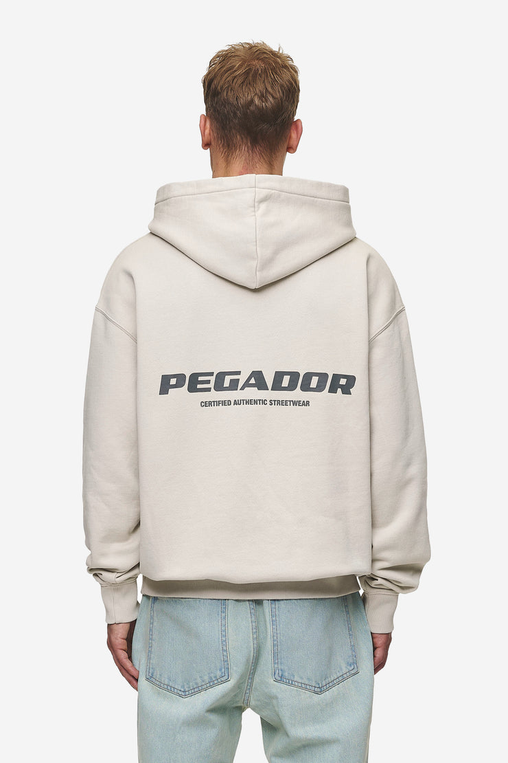 Pegador Colne Logo Oversized Hoodie Washed Light Beige Anthracite