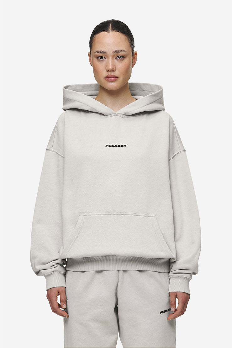 Pegador Clarita Logo Oversized Hoodie Washed Moon Grey Black Gum