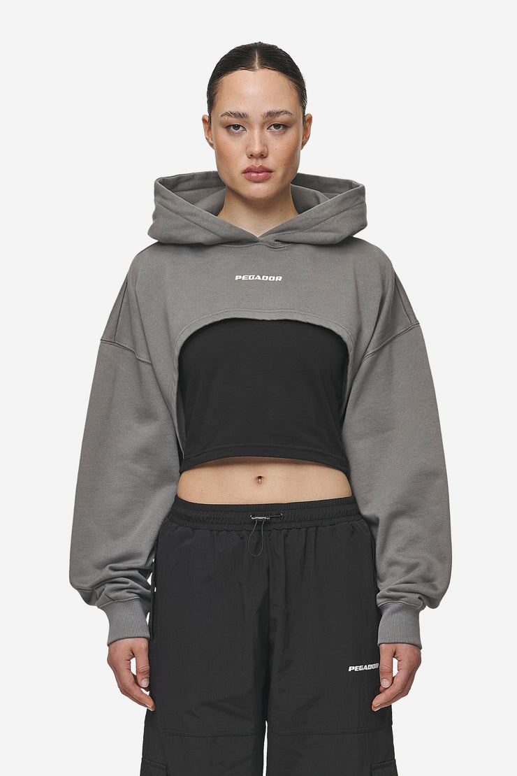 Pegador Mina Super Cropped Hoodie Washed Deep Grey