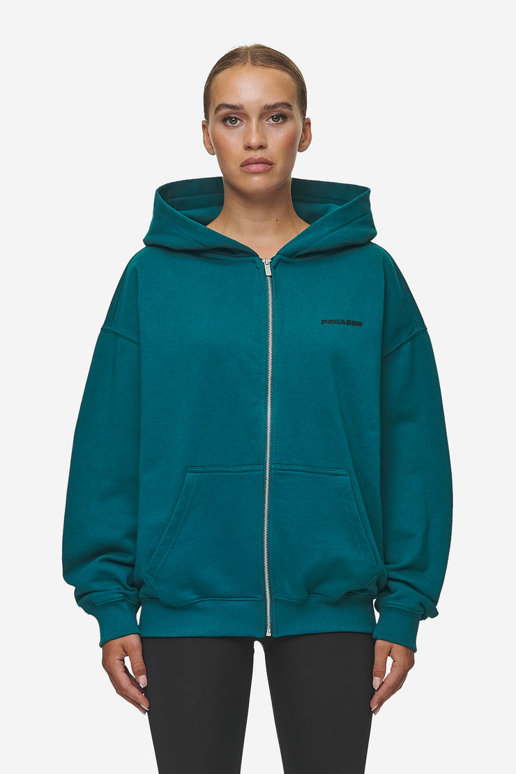 Pegador Clarita Oversized Sweat Jacket Washed Urban Turquoise Black Gum