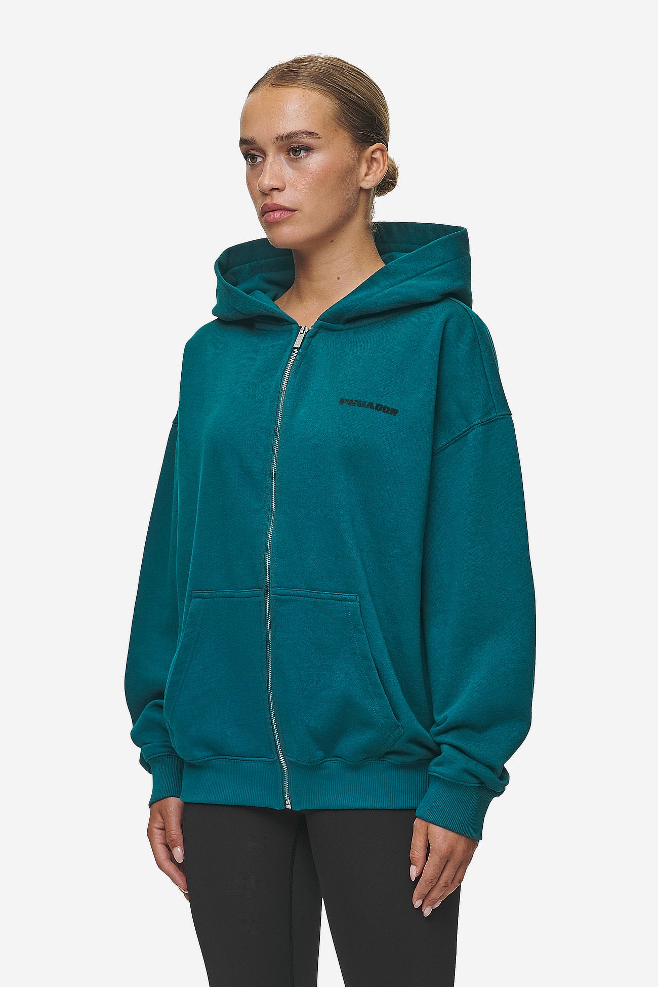 Clarita Oversized Sweat Jacket Washed Urban Turquoise Black Gum PEGADOR