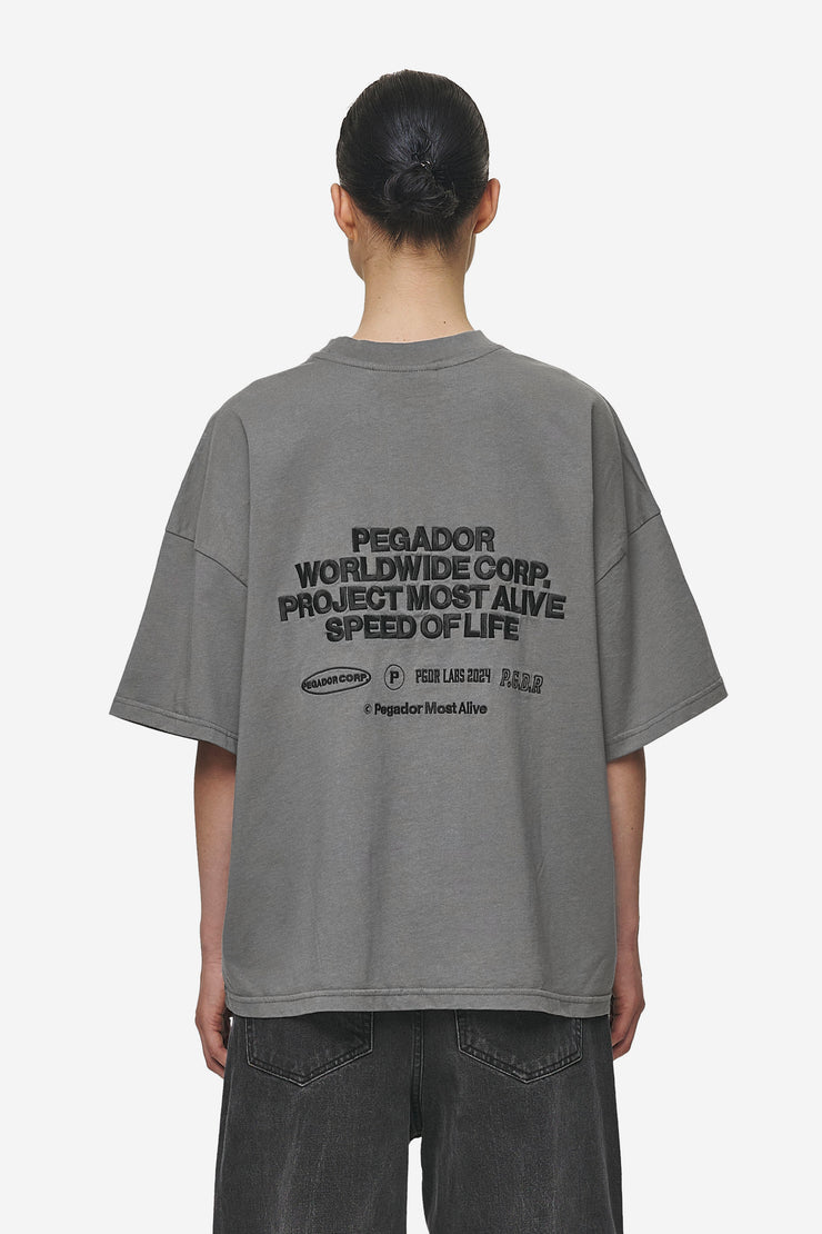 Pegador Sora Heavy Oversized Tee Washed Deep Grey