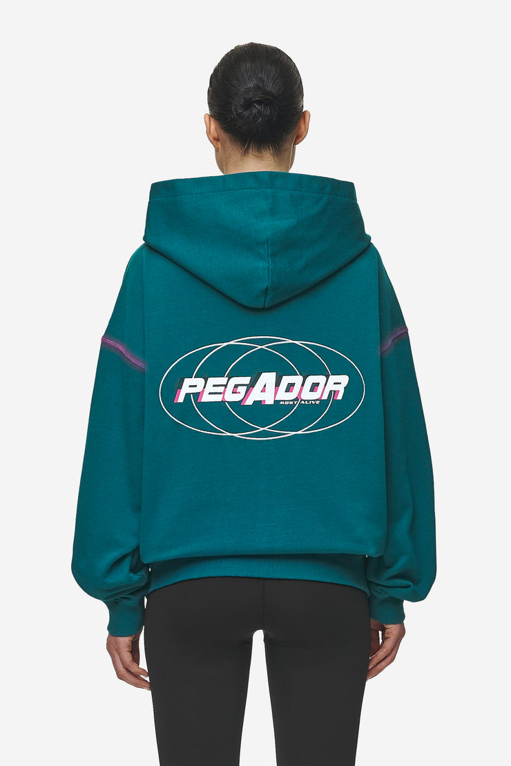 Pegador Jenna Oversized Sweat Jacket Washed Urban Turquoise