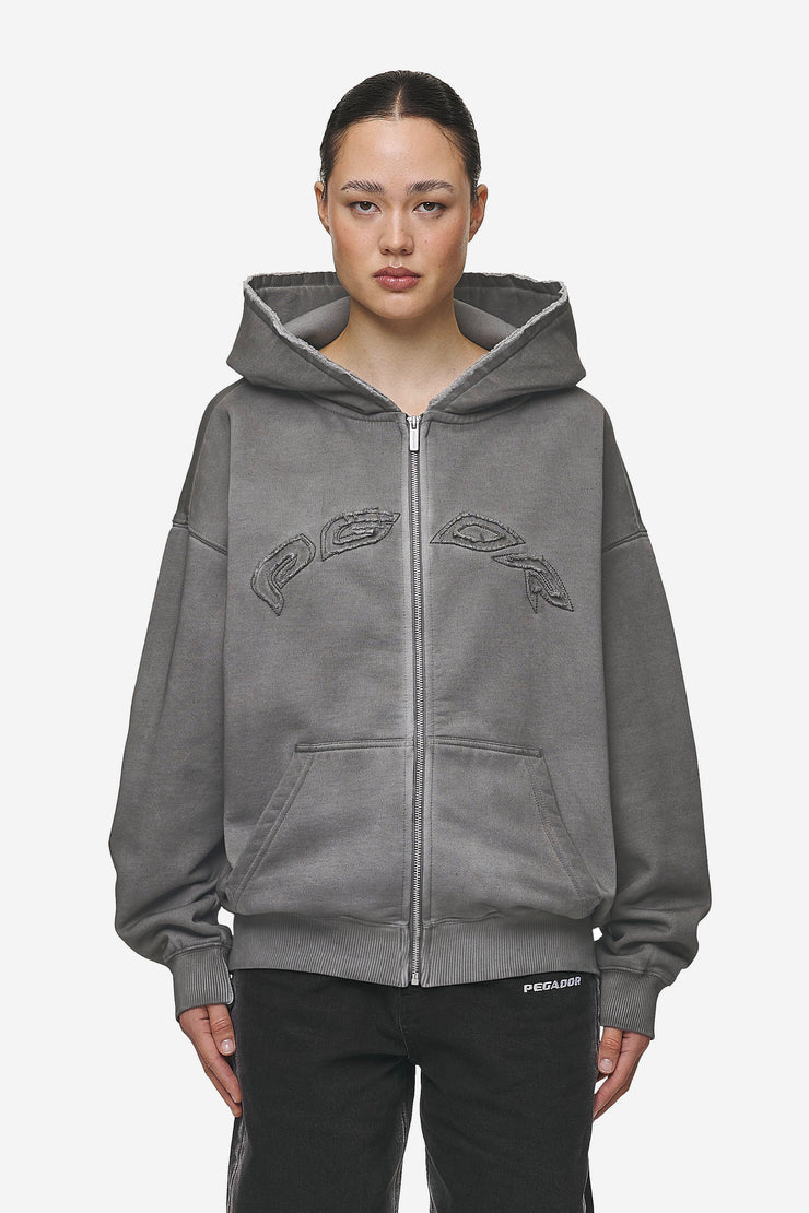 Pegador Julia Oversized Sweat Jacket Oil Dyed Deep Grey