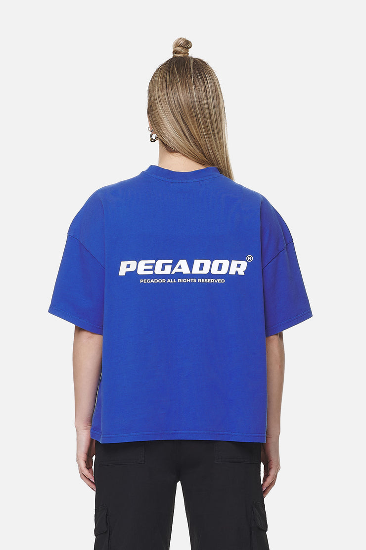 Pegador Arendal Logo Heavy Oversized Tee Washed True Blue White