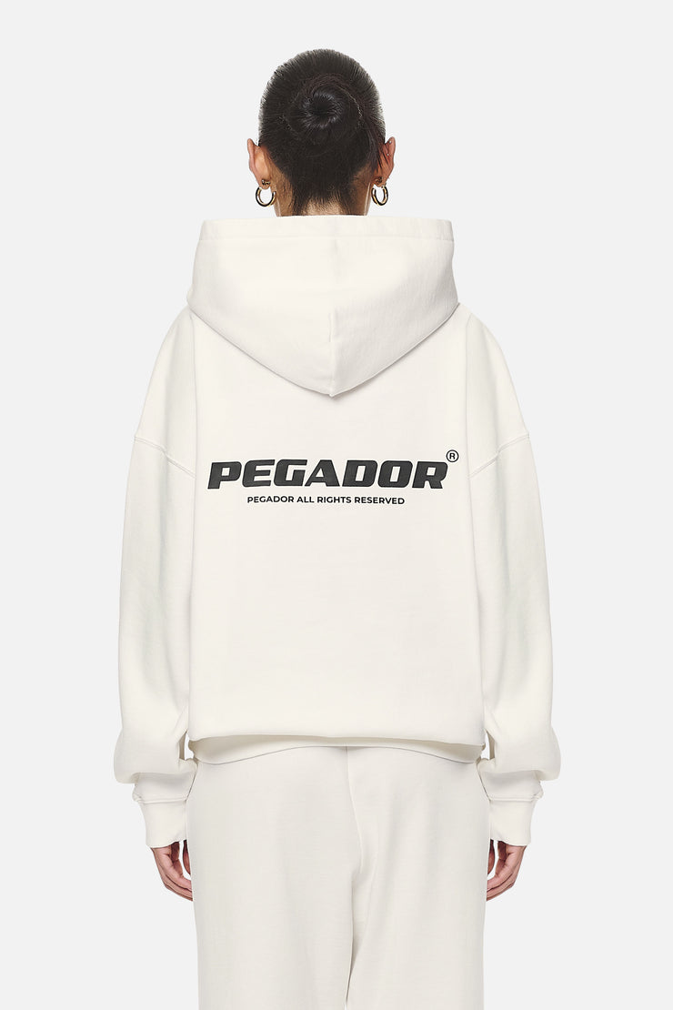 Pegador Atna Logo Oversized Hoodie Washed Coconut Milk Black