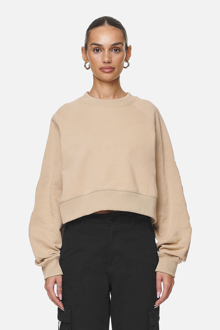 Pegador Kintore Cropped Oversized Raglan Sweater Washed Safari Sand