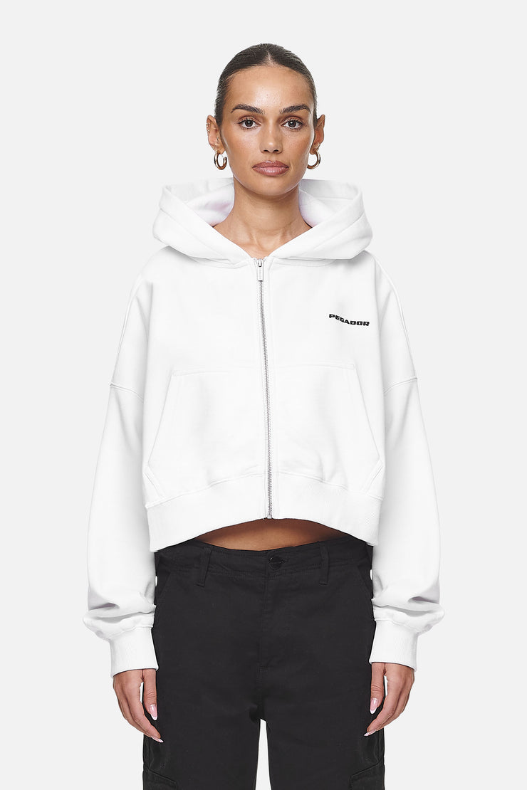 Pegador Marla Cropped Zip Hoodie White Black Gum