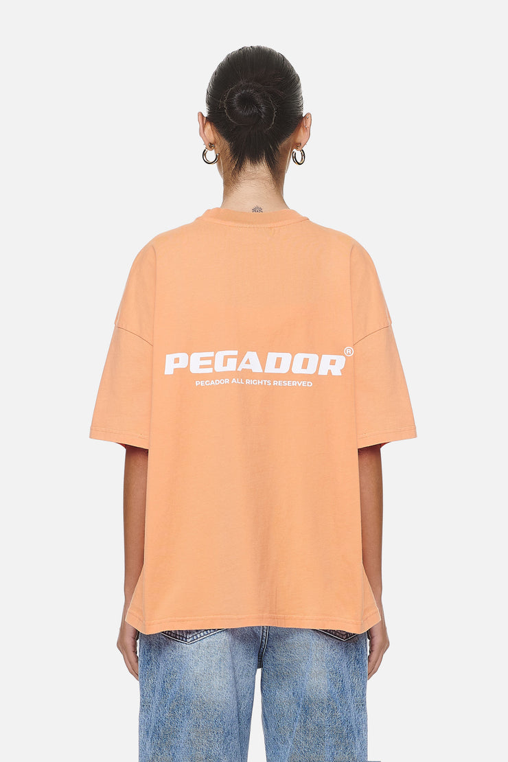 Pegador Arendal Logo Heavy Oversized Tee Washed Apricot White