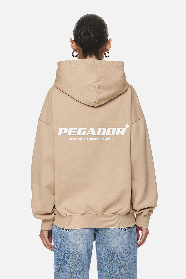 Pegador Atna Logo Oversized Hoodie Washed Safari Sand White