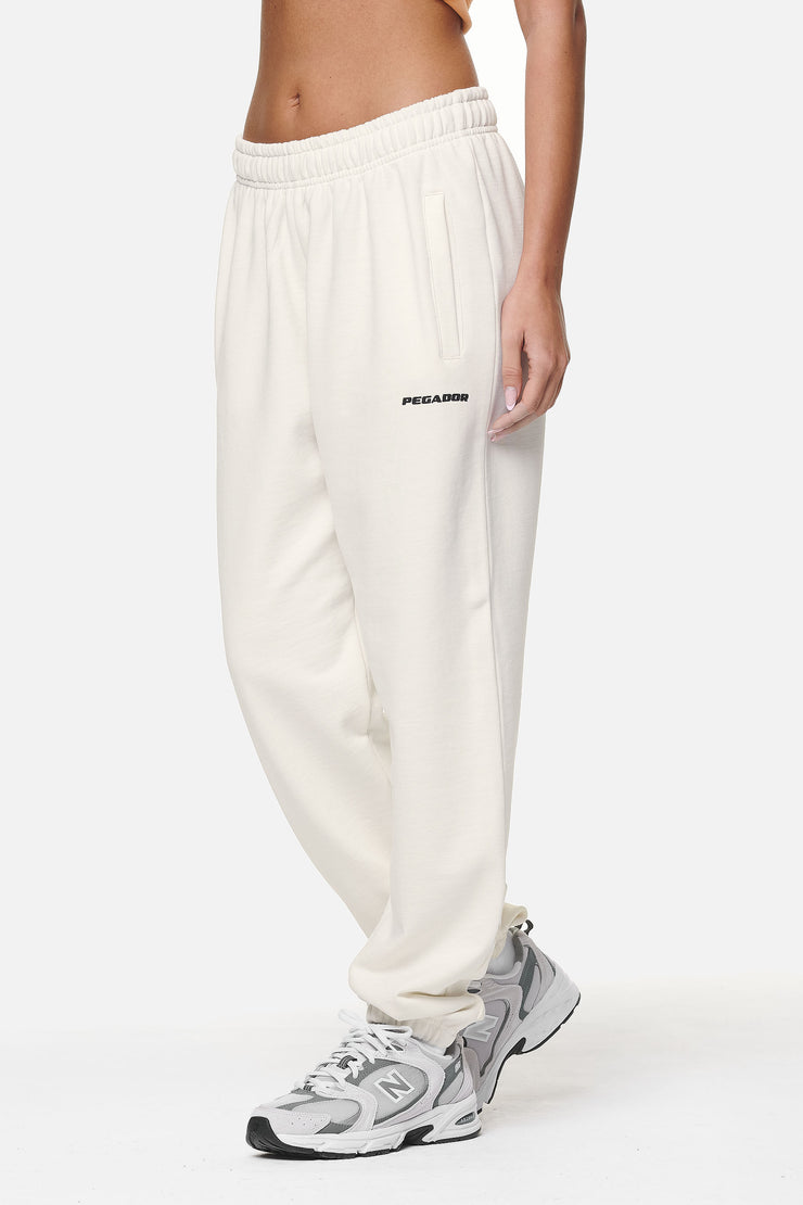 Pegador Villa High Waisted Sweat Pants Washed Coconut Milk Black Gum