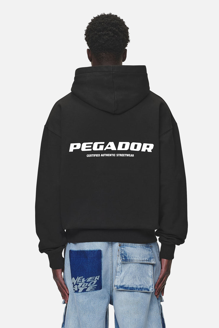 Pegador Colne Logo Oversized Hoodie Washed Black