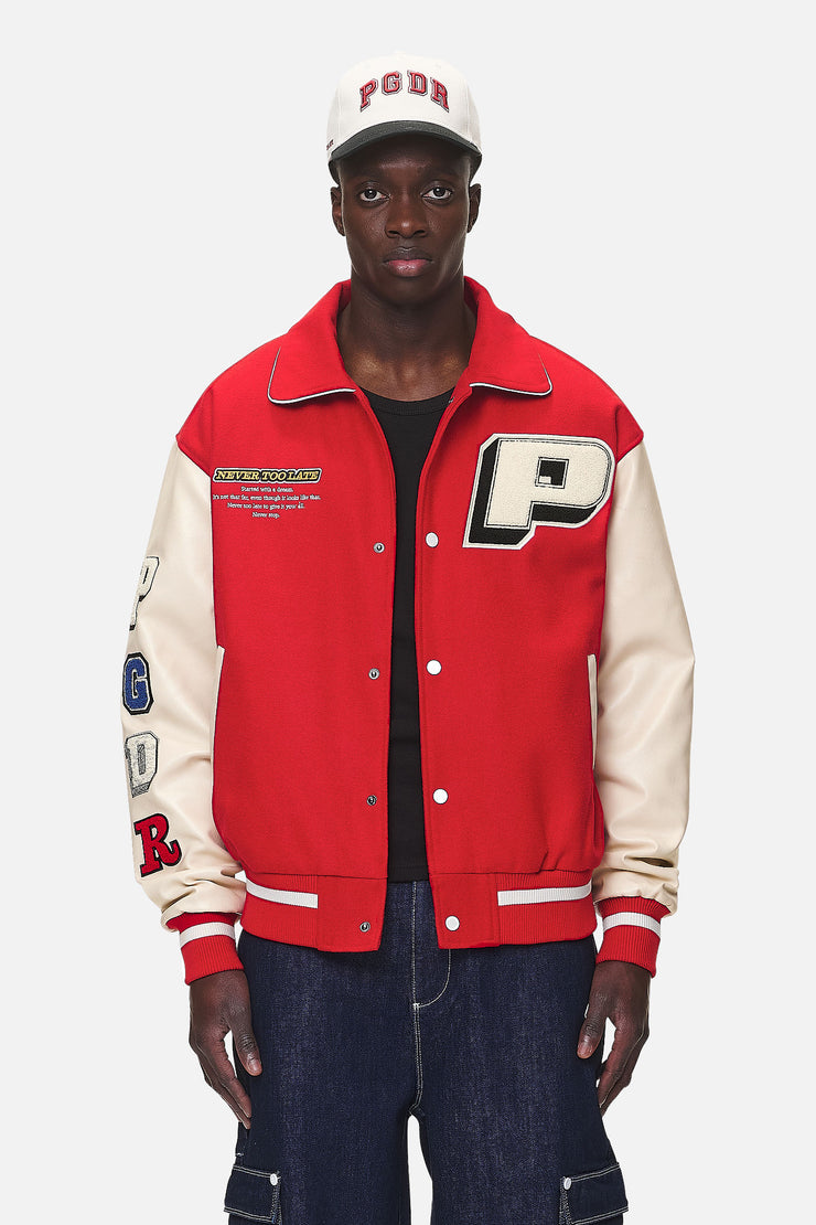 Pegador Oris Varsity Jacket Red Cream