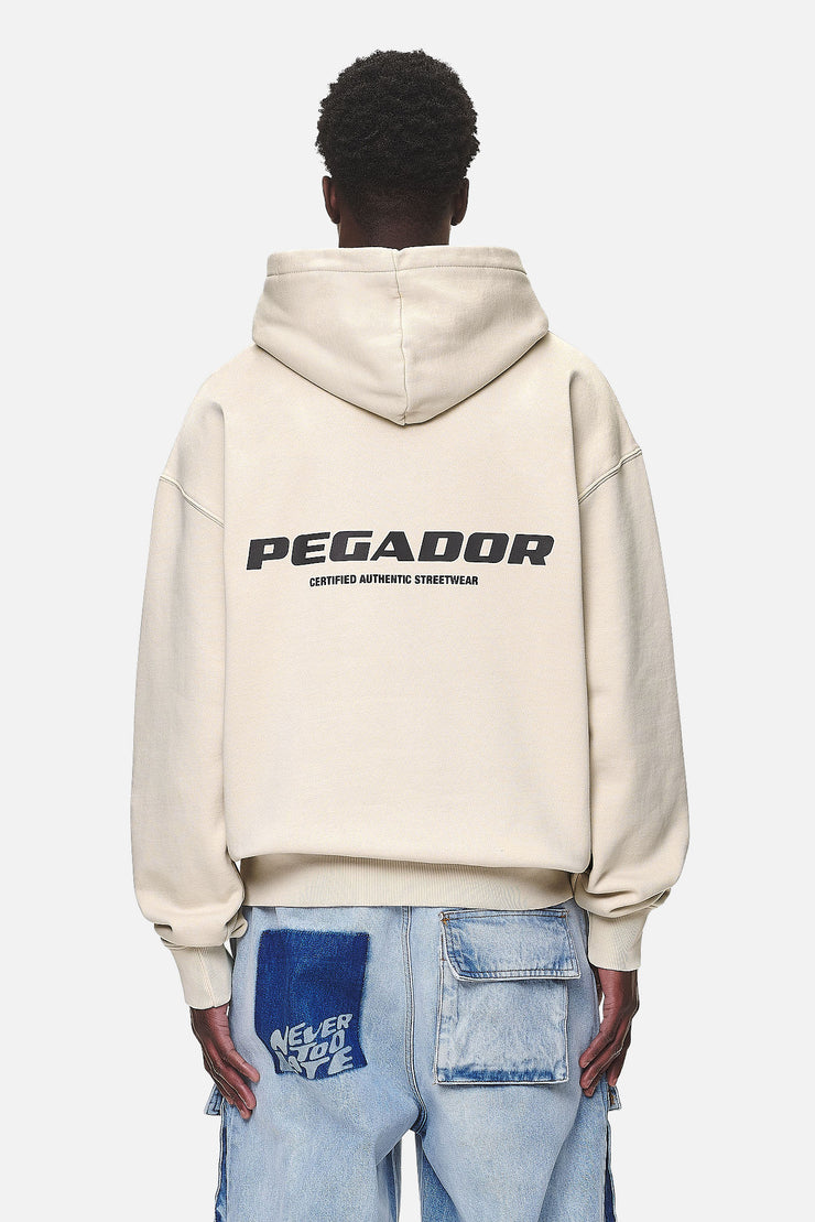 Pegador Colne Logo Oversized Hoodie Washed Desert Sand