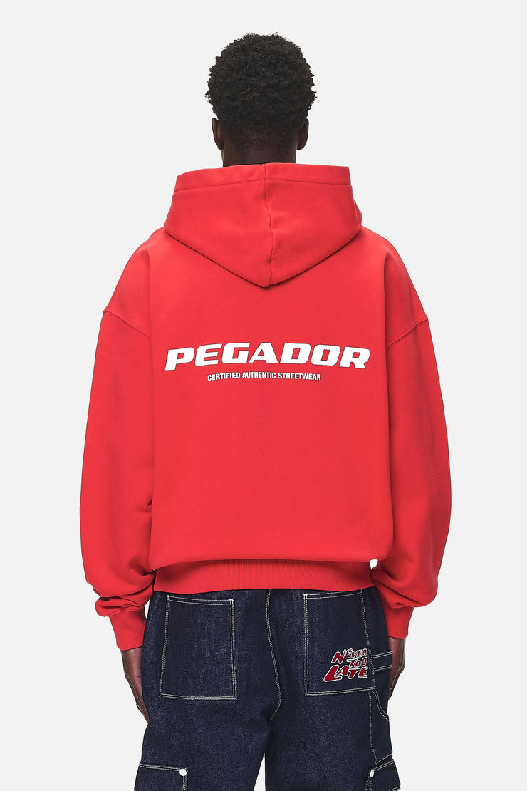 Pegador Colne Logo Oversized Sweat Jacket Washed Red