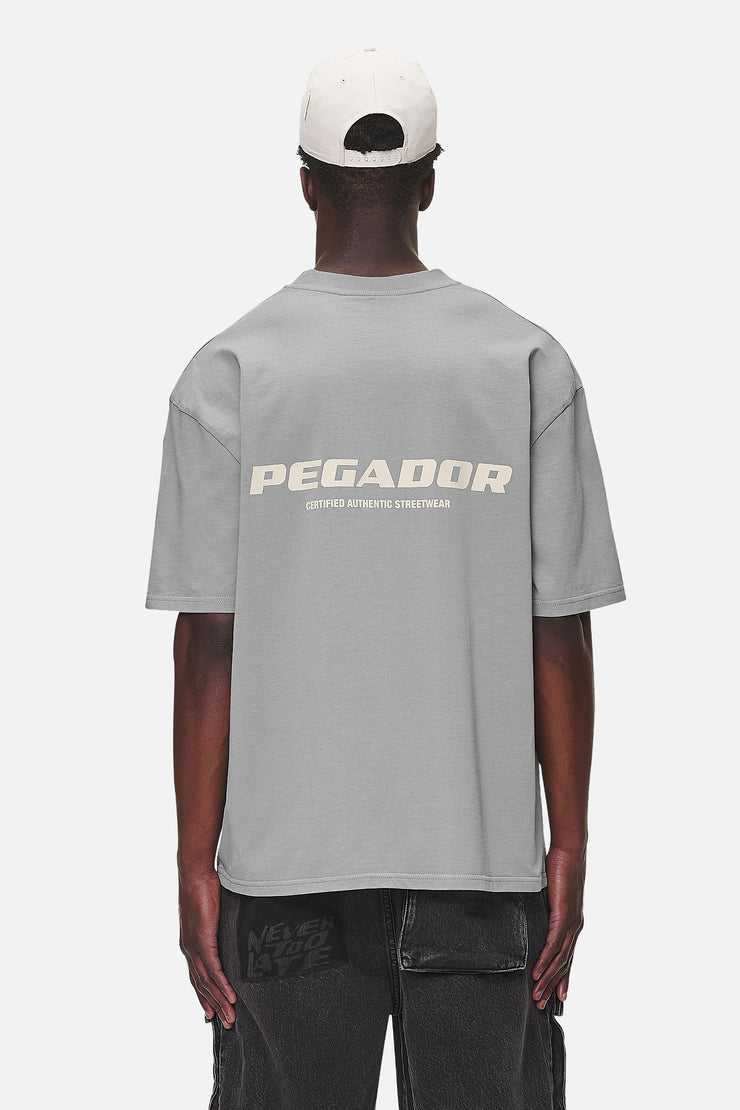 Pegador Colne Logo Oversized Tee Washed Cool Grey Desert Sand