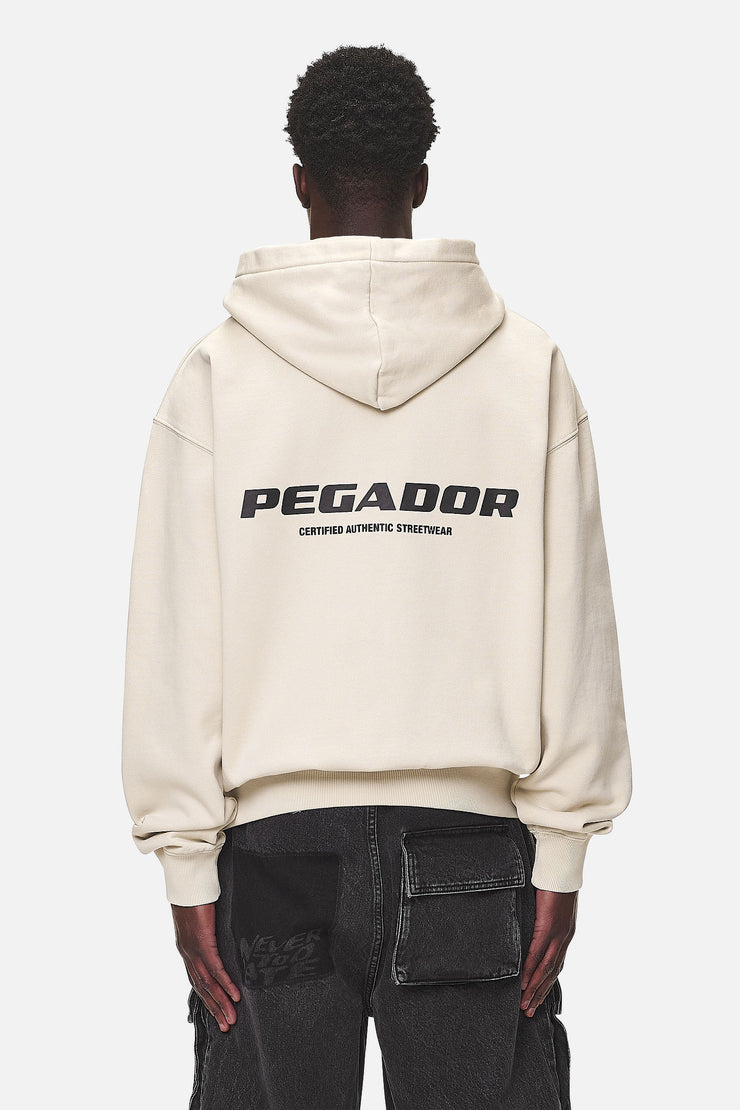 Pegador Colne Logo Oversized Sweat Jacket Washed Desert Sand