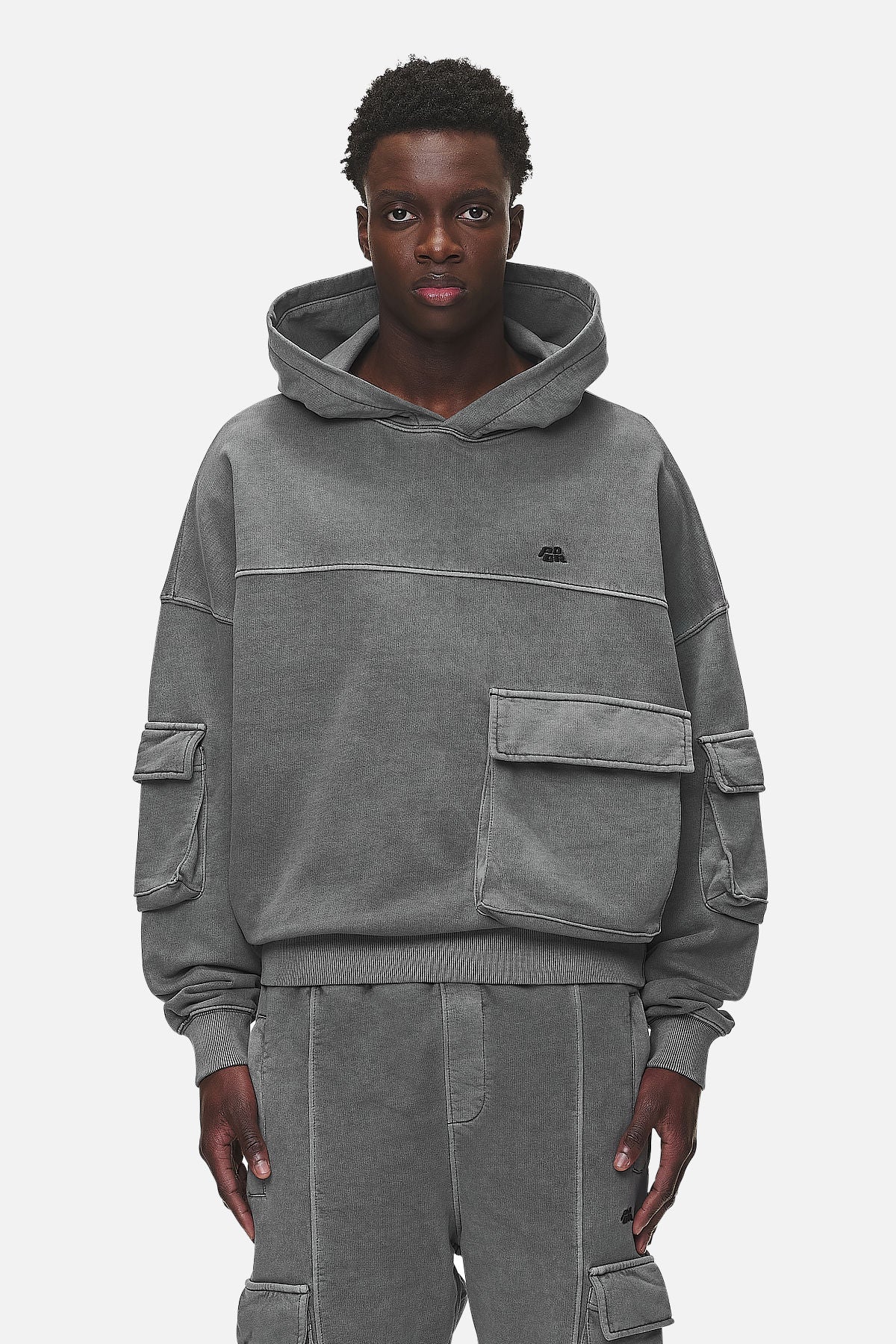 Grey boxy hoodie hot sale