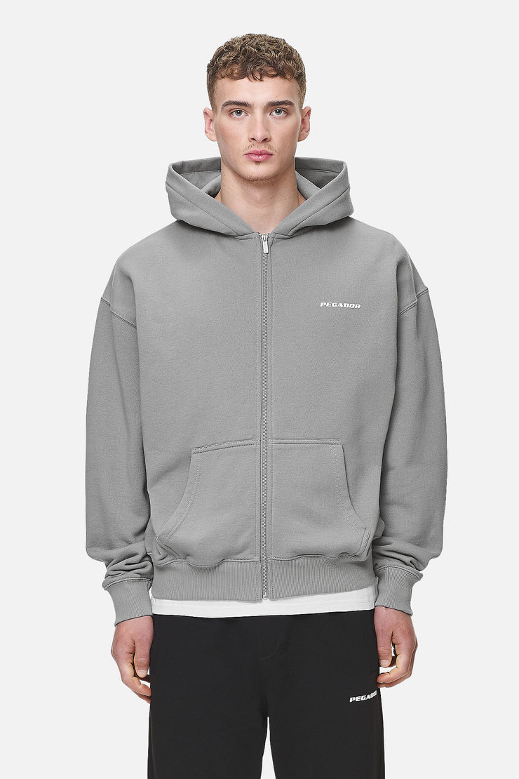 Pegador Logo Oversized Sweat Jacket Washed Cool Grey White Gum