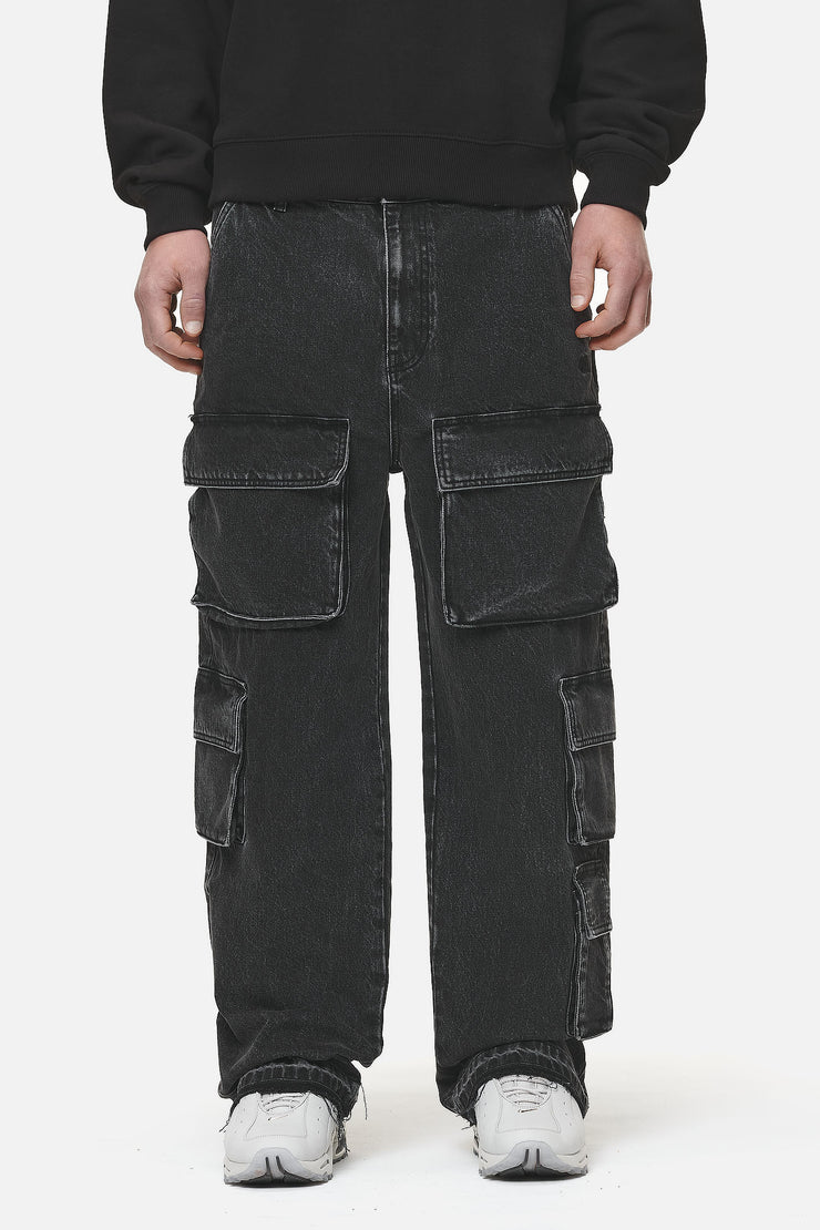 Pegador Lark Loose Cargo Jeans Heavy Washed Black