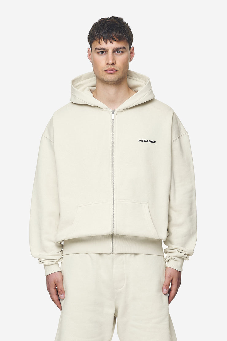 Pegador Logo Oversized Sweat Jacket Washed Salty Cream Black Gum