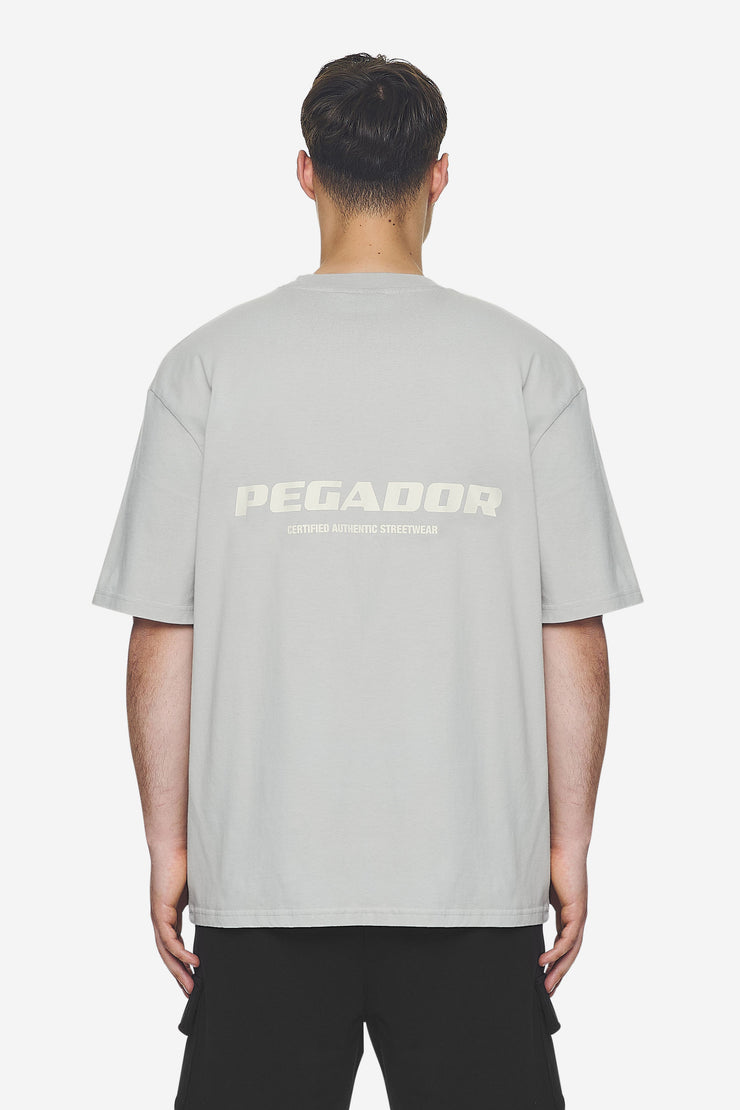 Pegador Colne Logo Oversized Tee Washed Pearl Grey Salty Cream