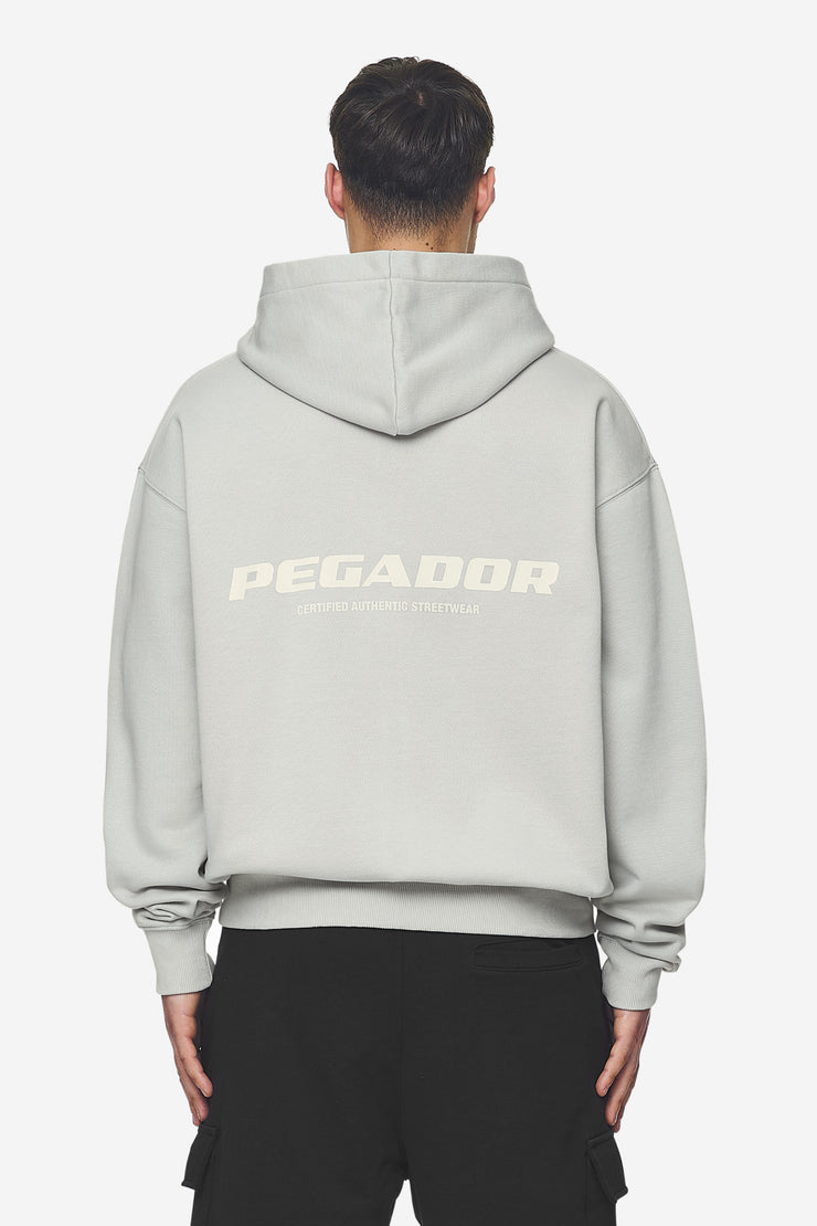 Pegador Colne Logo Oversized Sweat Jacket Washed Pearl Grey Salty Cream