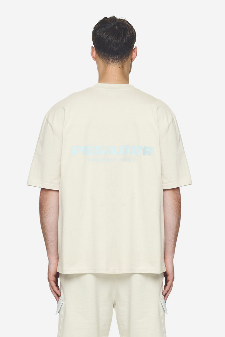 Pegador Colne Logo Oversized Tee Washed Salty Cream Baby Blue