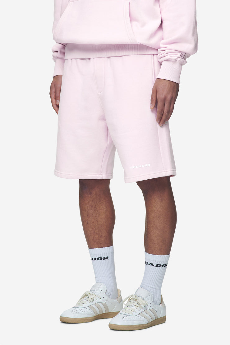 Pegador Logo Heavy Sweat Shorts Washed Bubblegum White Gum