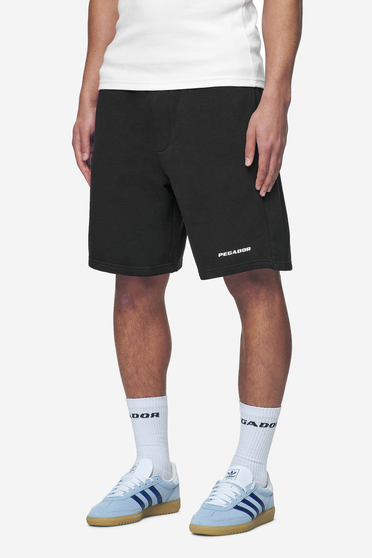 Pegador Logo Heavy Sweat Shorts Washed Black White Gum