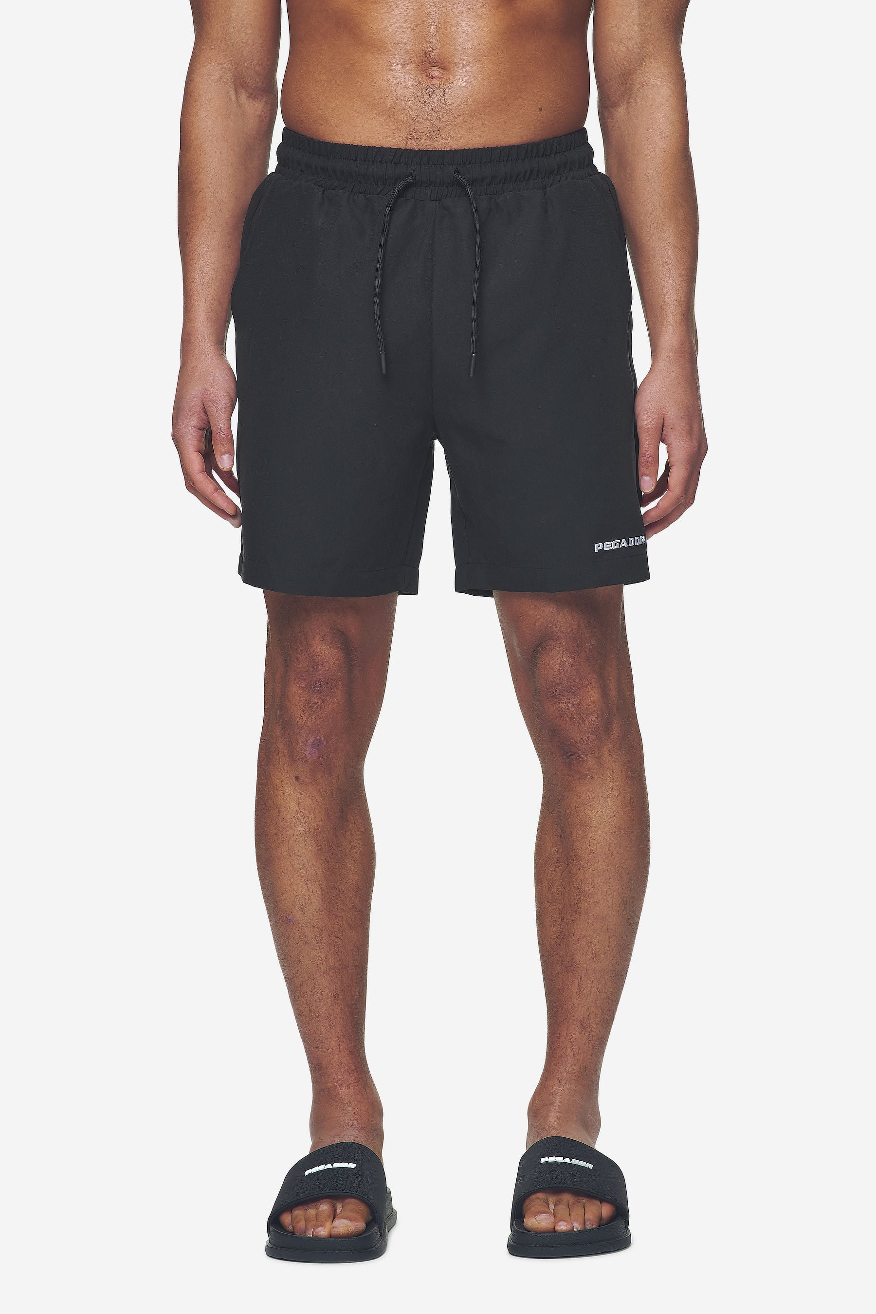 Black short swim trunks online