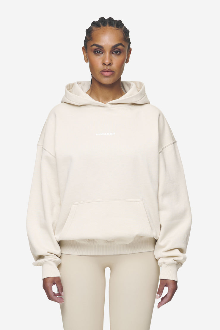 Pegador Clarita Logo Oversized Hoodie Washed Coast Sand White Gum