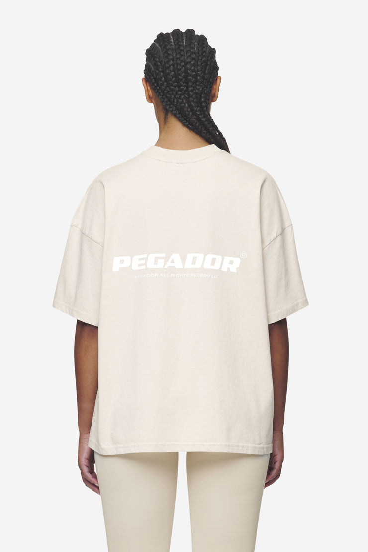 Pegador Arendal Logo Heavy Oversized Tee Washed Coast Sand White