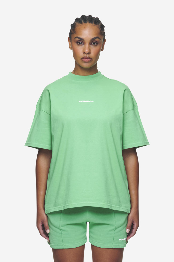 Pegador Bracy Heavy Oversized Tee Washed Peppermint Green White Gum