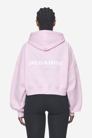 Pegador Luna Logo Oversized Cropped Hoodie Washed Bubblegum White Hauptansicht aus der Next Wave Kollektion für DaHerren