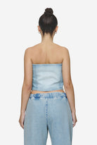 Pegador Miranda Denim Tube Top Washed Pale Blue Bleached Blue Detailshot aus der Next Wave Kollektion für DaHerren