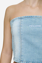 Pegador Miranda Denim Tube Top Washed Pale Blue Bleached Blue Detailshot aus der Next Wave Kollektion für DaHerren