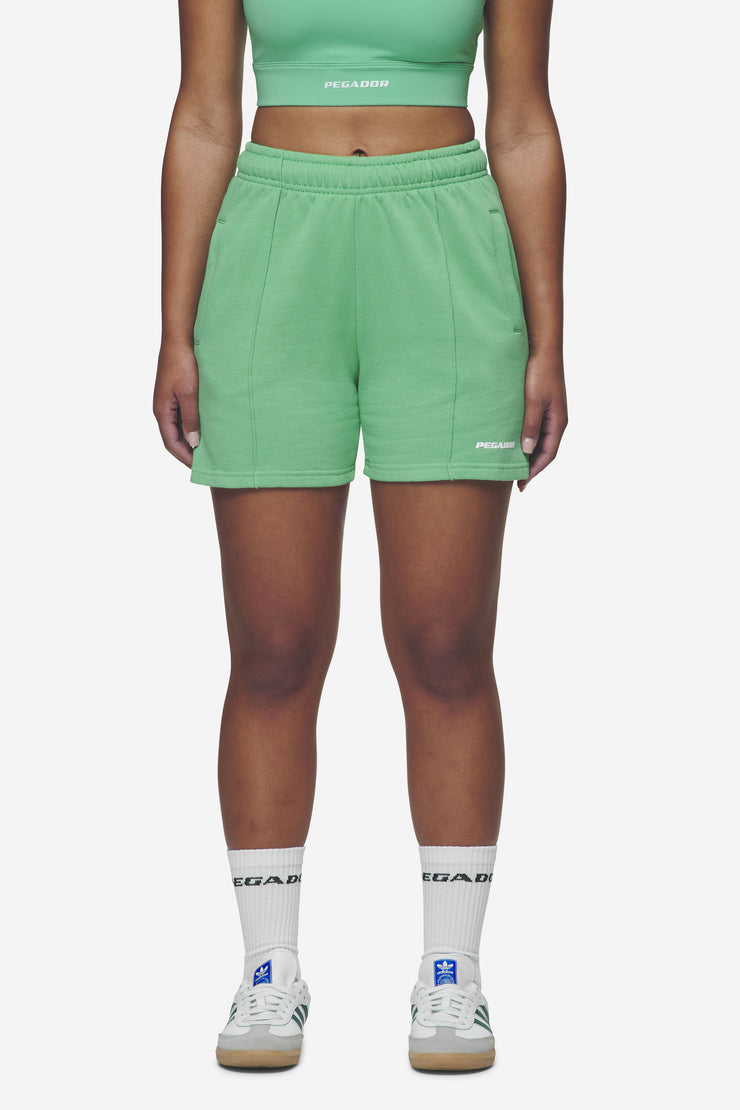 Pegador Sully High Waisted Shorts Washed Peppermint Green White Gum