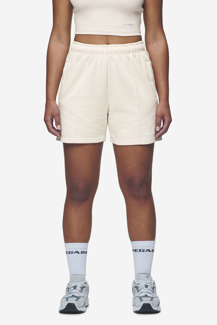 Pegador Sully High Waisted Shorts Washed Coast Sand White Gum