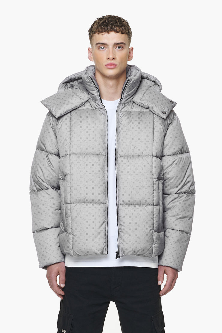 Pegador Gallan Cropped Monogram Puffer Jacket Rock Grey