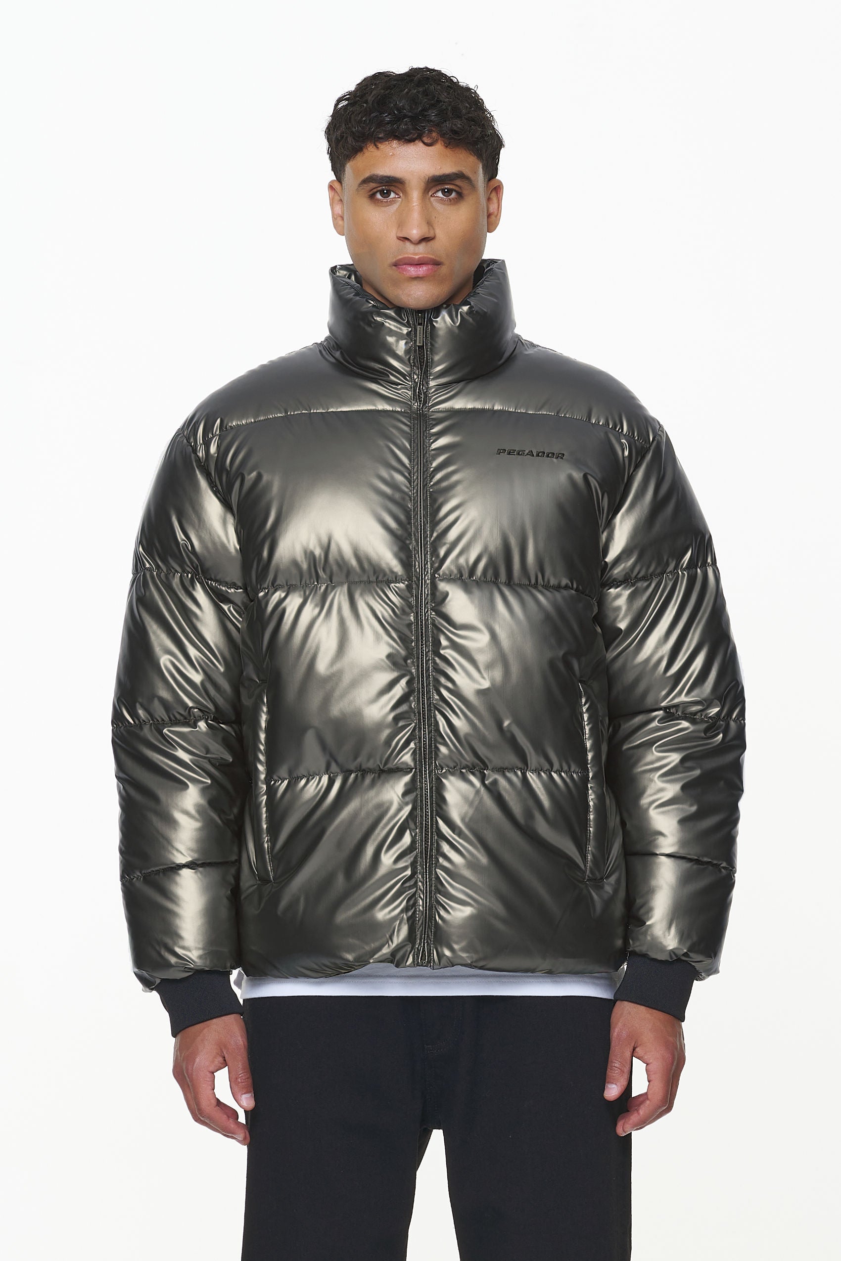 Mens glossy puffer on sale jacket