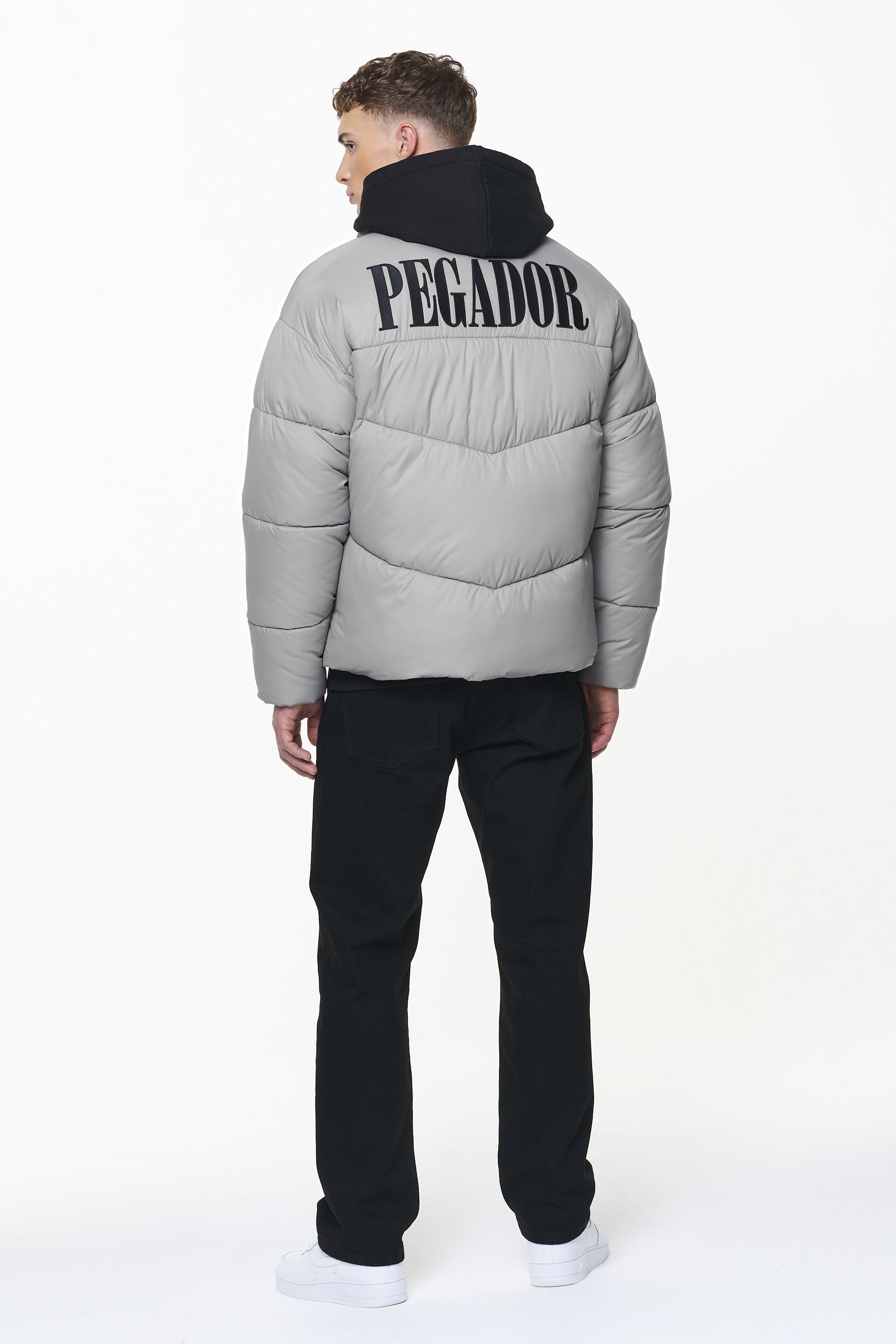 Black and grey puffer jacket online