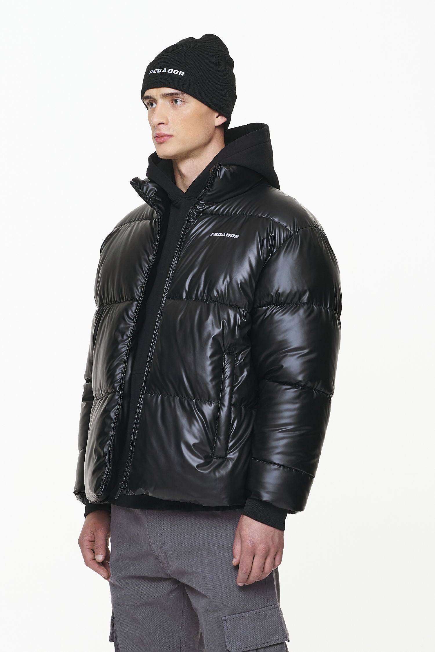 Solin Glossy Puffer Jacket Black PEGADOR