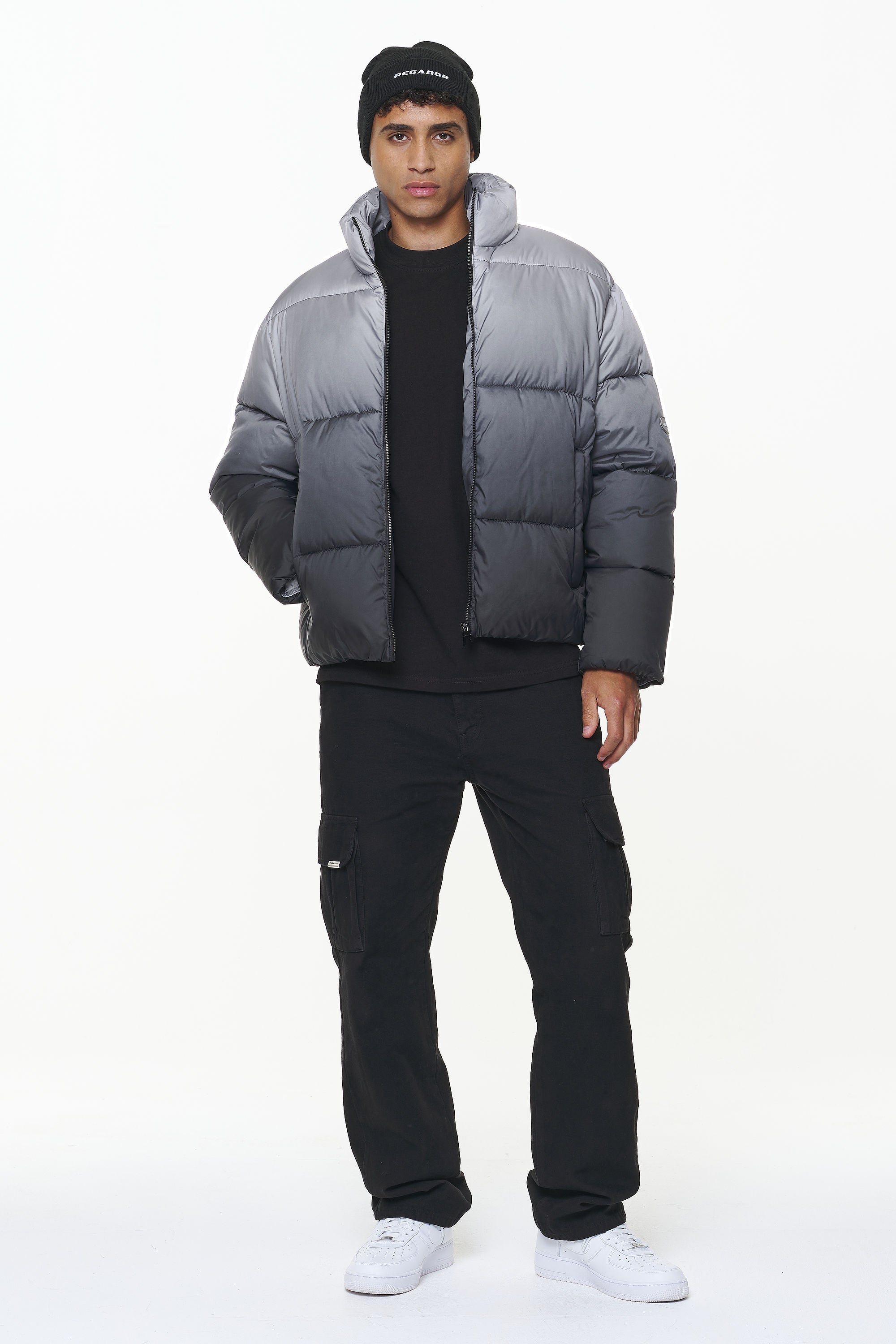 Dark grey puffer sales jacket