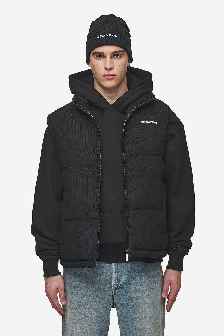 Pegador Bardon Cord Puffer Vest Black