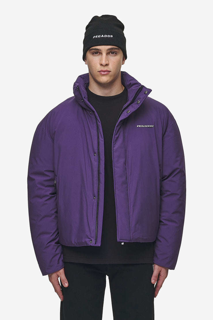 Pegador Lavoy Cropped Boxy Puffer Jacket Deep Purple