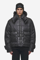 Pegador Garrick Vintage Oversized Puffer Jacket Black Seitenansicht aus der PEGADOR® Outerwear 24 Kollektion für Herren