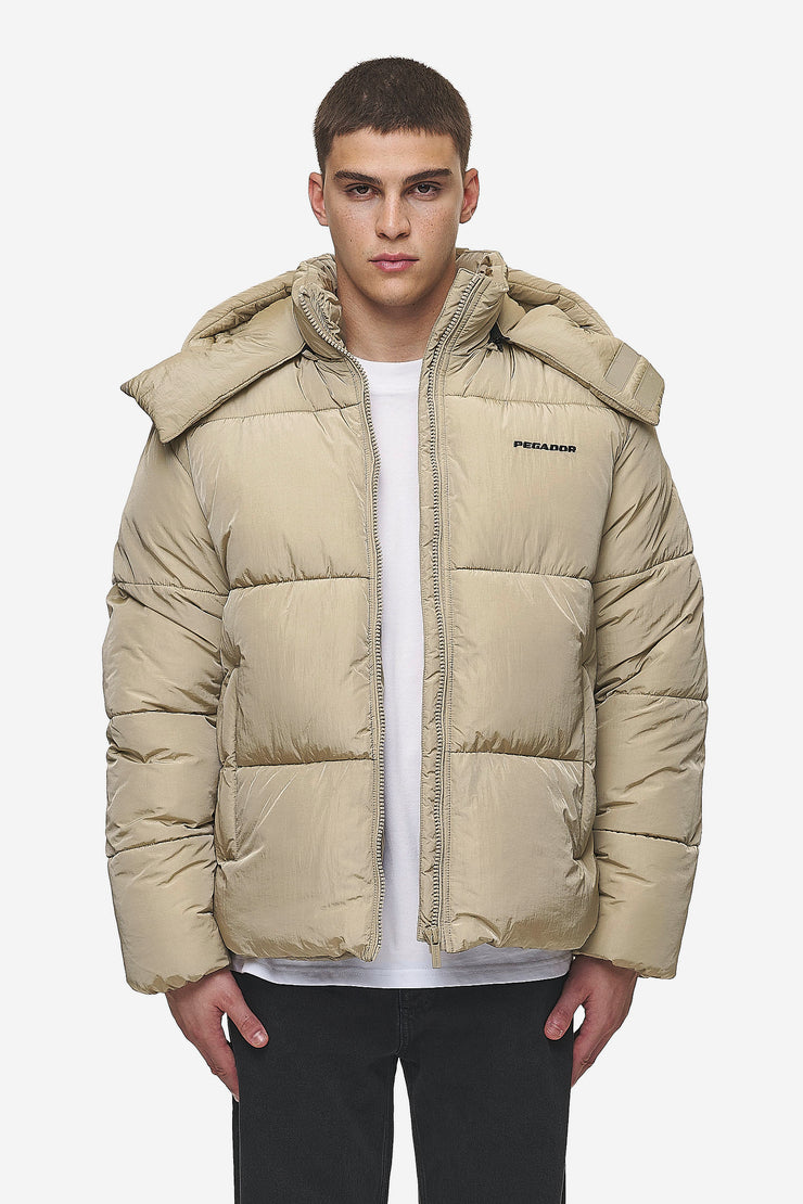 Pegador Marten Crushed Puffer Jacket Beige