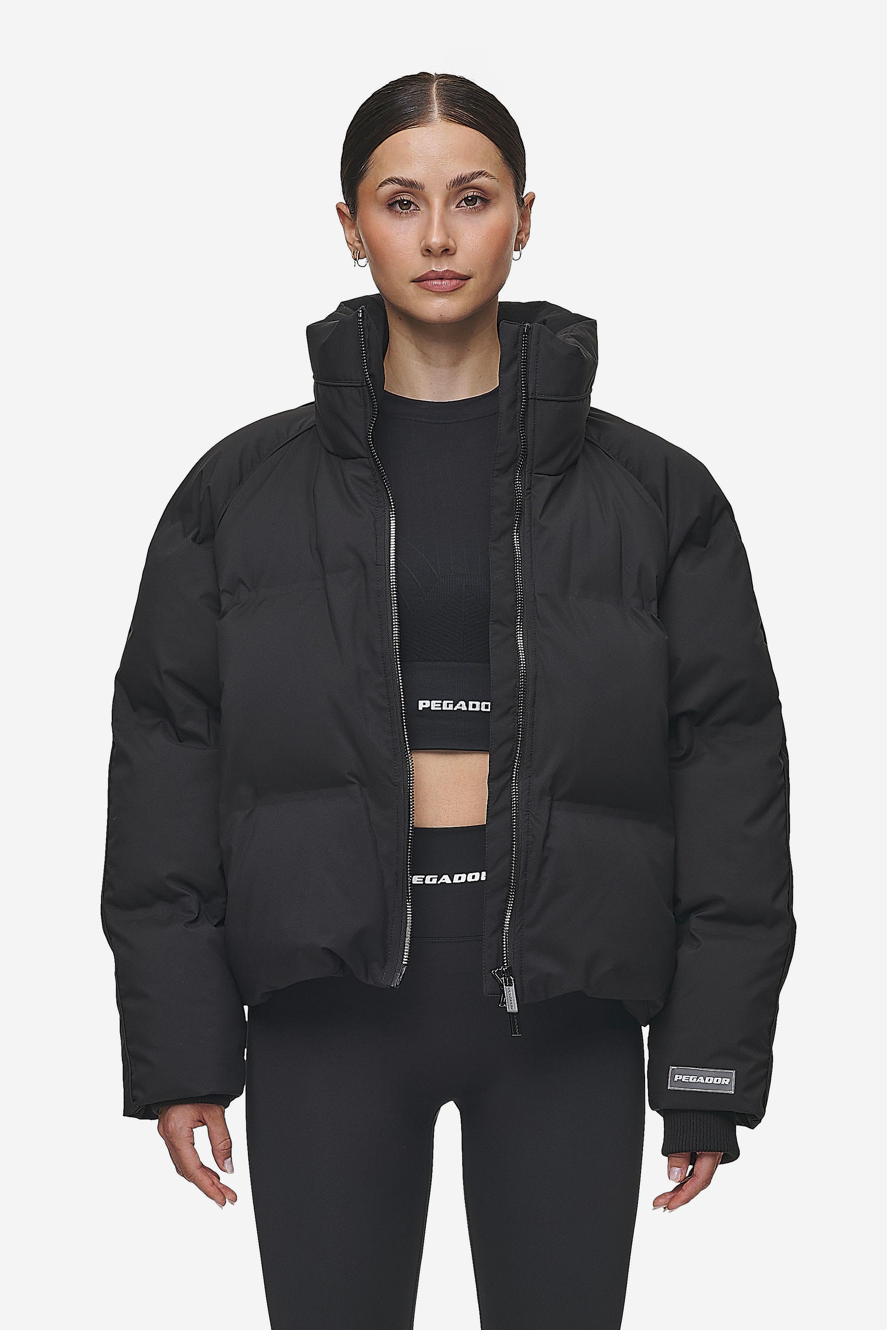 Henra Oversized Raglan Puffer Jacket Black PEGADOR