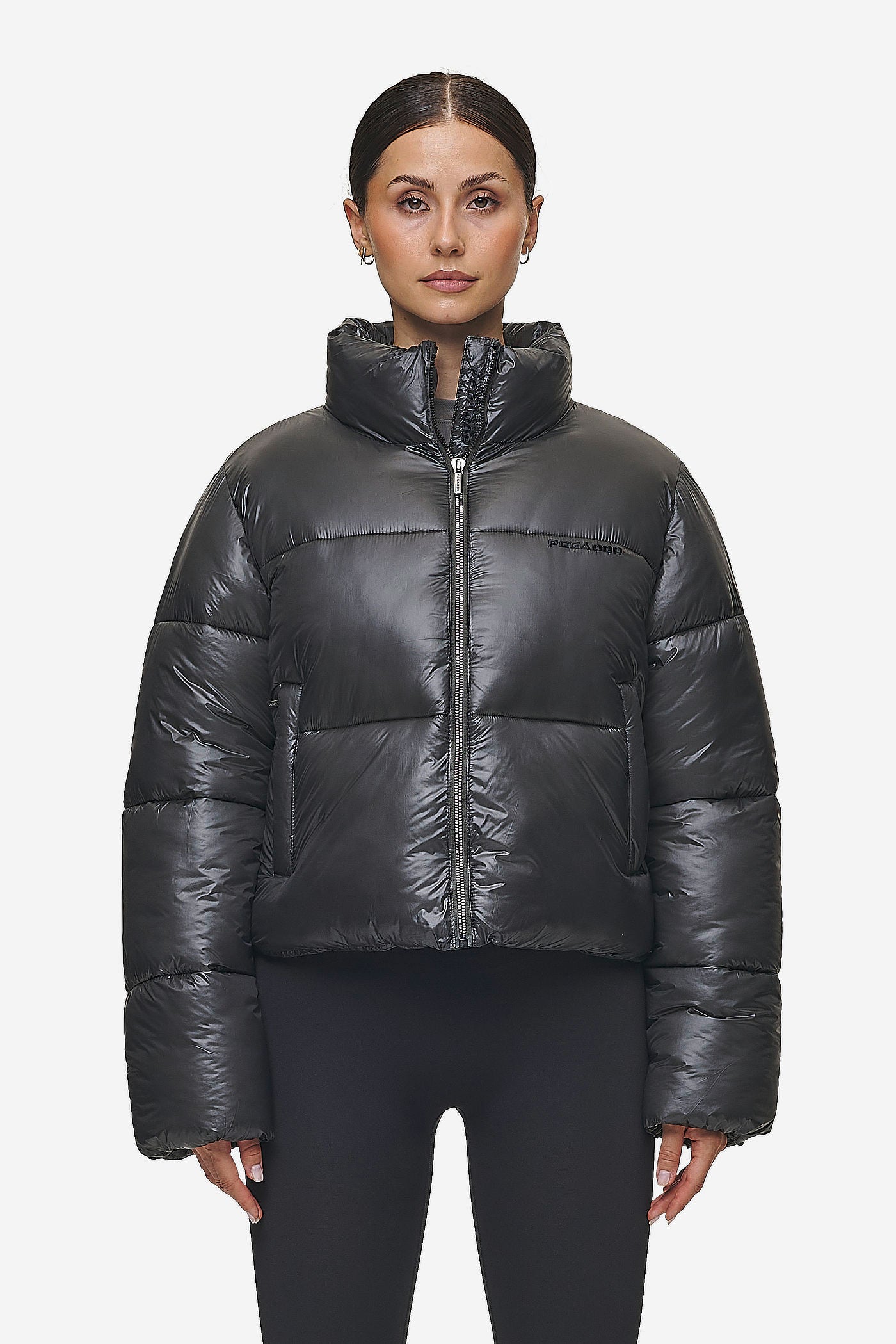 Georgia Light Glossy Puffer Jacket Anthracite PEGADOR